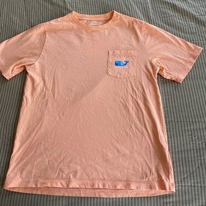 Vineyard Vines Boys Large Pocket Tee. Peach/Orange in color. Spot on front.
